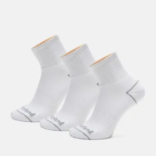 【Timberland 官方旗艦】中性白色中筒襪三入組(A2PU2100)