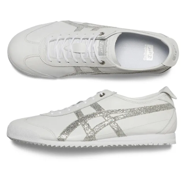 【Onitsuka Tiger】鬼塚虎 白底銀色亮片虎爪紋 MEXICO 66 SD 休閒鞋 (1183C345-100)
