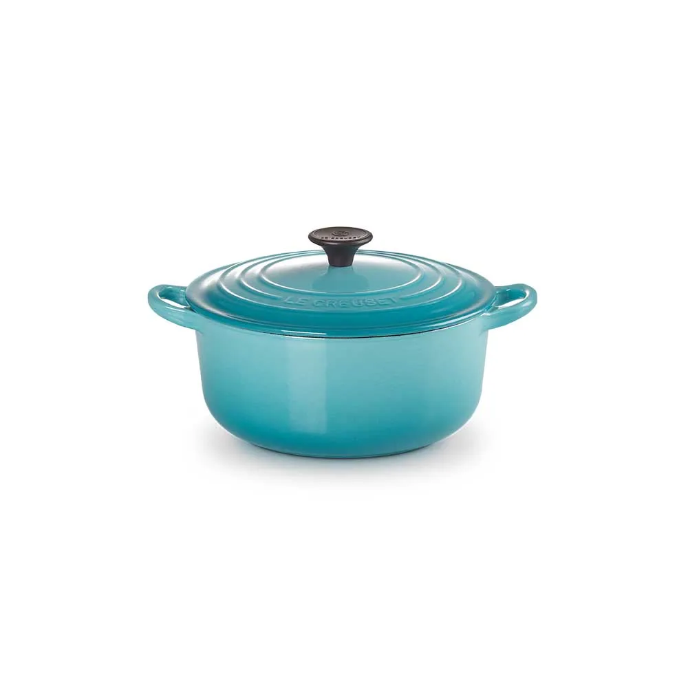 【Le Creuset】琺瑯鑄鐵鍋圓鍋 20cm(加勒比海藍)