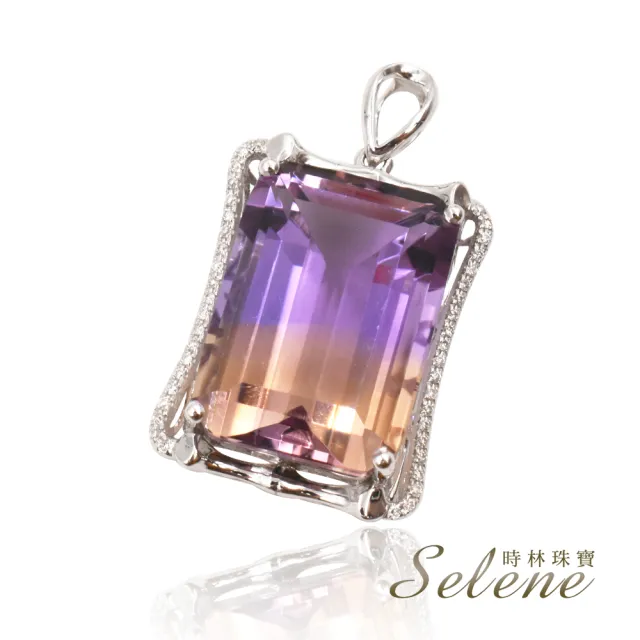 【Selene】紫黃晶真鑽k金墜(18K金台)
