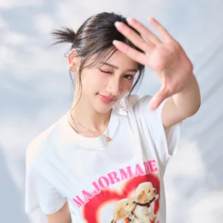 【MAJOR MADE】M字愛心水鑽鈦鋼項鍊(項鍊/鎖骨鍊/水鑽鍊)