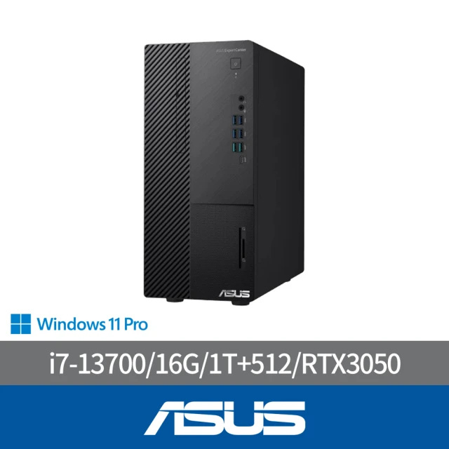 ASUS 華碩 i7十六核商用獨顯電腦(D900MDR/i7-13700/16G/1T+512/RTX3050/CRD/DVD/WIN11P)