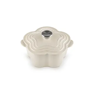 【Le Creuset】琺瑯鑄鐵鍋山茶花鍋 20cm(杏仁奶茶-鋼頭-內鍋白)