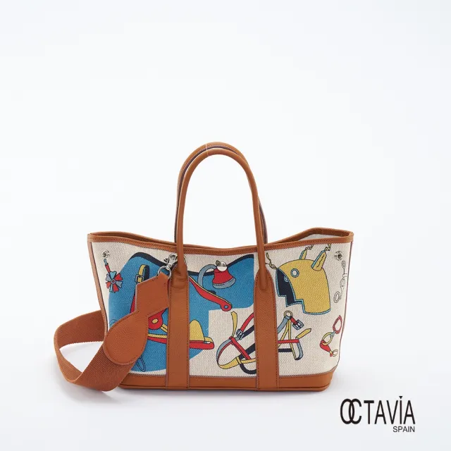 【OCTAVIA 8】雙11 OCTAVIA8 真皮-  小馬跑跑 描線牛皮手提肩背購物包 - 愛跑棕(OCTAVIA 8 2024 