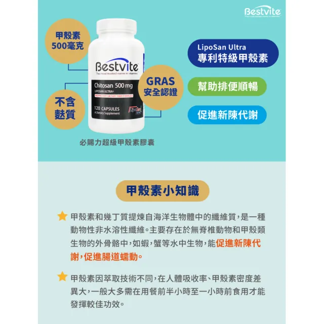 【美國BestVite】必賜力超級甲殼素膠囊3瓶組(120顆*3瓶)