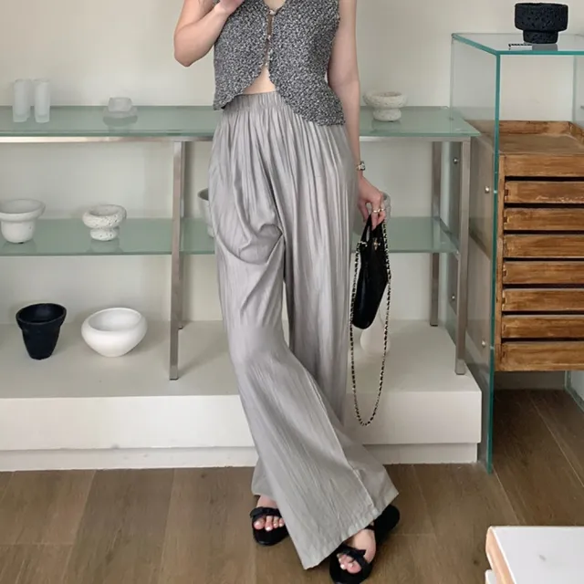 【巴黎精品】現貨+預購 休閒褲寬管長褲(韓版抓皺闊腿高腰女褲子4色a1fr14)