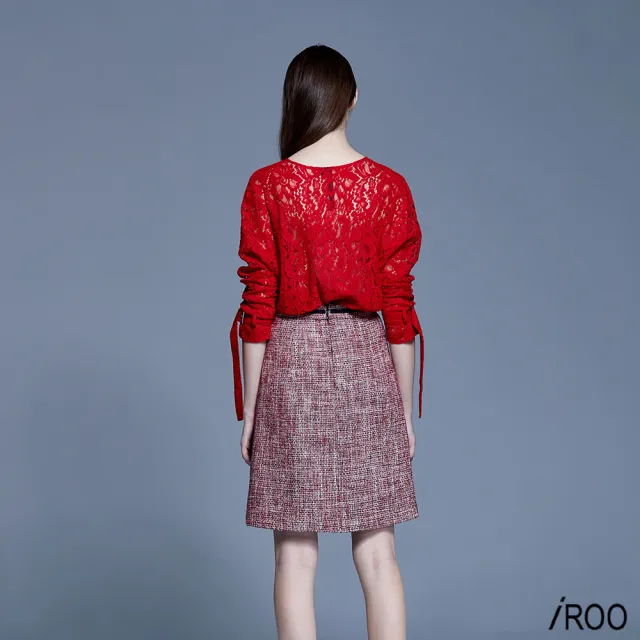【iROO】紅蕾絲經典時尚罩衫