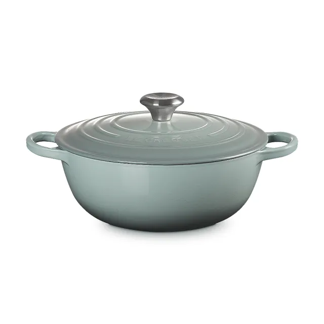 【Le Creuset】典藏琺瑯鑄鐵鍋媽咪鍋26cm(海洋之花-鋼頭-內鍋黑)