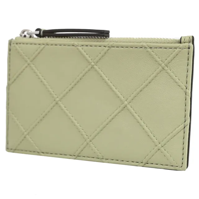 【TORY BURCH】簡約雙T菱格車線信用卡證件名片零錢包(淡綠)