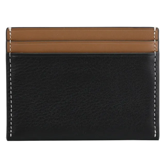 【TORY BURCH】金屬T字LOGO皮革信用卡證件名片隨身卡(黑咖)
