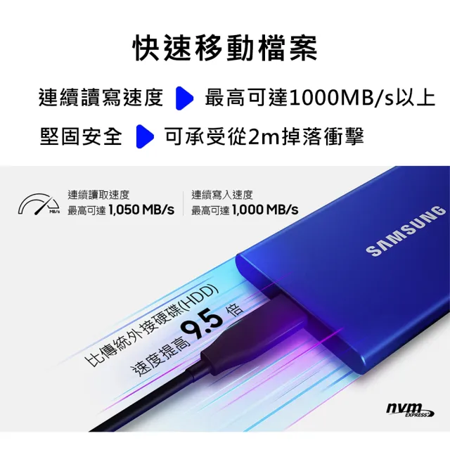 【SAMSUNG 三星】T7 500GB Type-C USB 3.2 Gen 2 外接式ssd固態硬碟