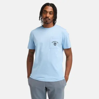 【Timberland】男款粉藍色口袋短袖T恤(A4415EFP)