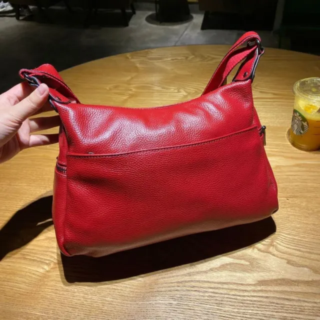 【巴黎精品】真牛皮側背包真皮包包單肩背包托特包手提包隨身女包包(多隔層斜背3色a1gb58)
