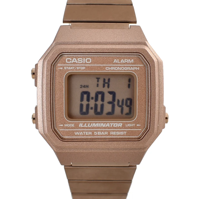 CASIO 卡西歐 CASIO手錶 全玫瑰金電子鋼錶(電子錶)