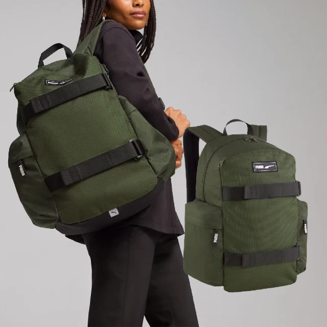 PUMA 後背包 Deck Backpack 軍綠 多夾層 雙肩包 肩背包 背包(090706-03)