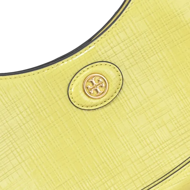 【TORY BURCH】Robinson 簡約雙T LOGO手提包彎月包單肩包(奶油黃)