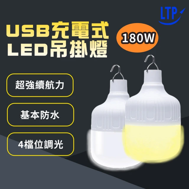 LTP 180w免佈線 360°照明 USB充電式LED吊掛燈(懸掛式/應急/露營/地攤高亮度LED燈)