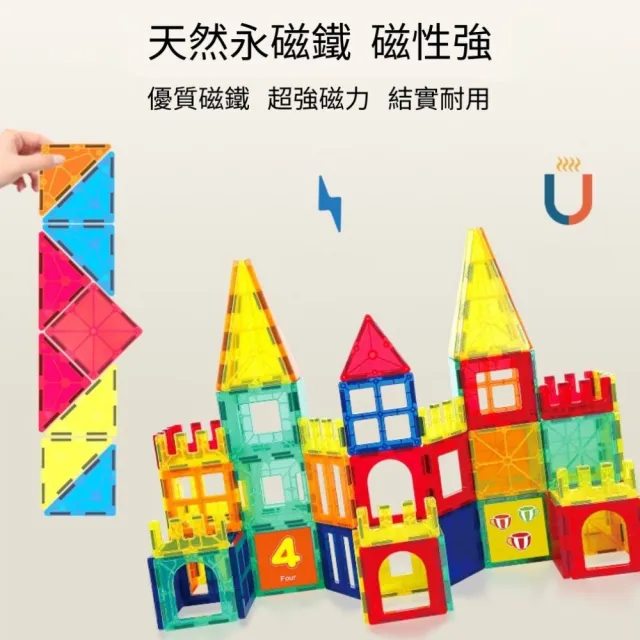 【Giscoo 聚思庫】兒童彩窗益智磁力片-108片組(益智 STEAM 空間邏輯 積木 堆疊)