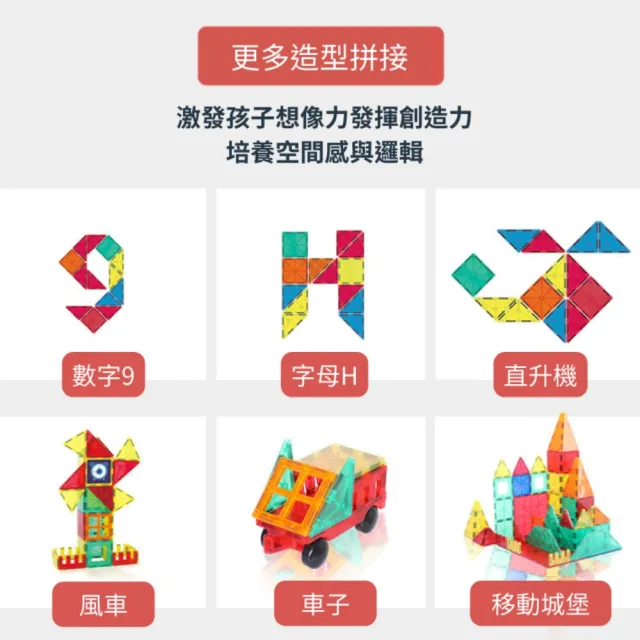 【Giscoo 聚思庫】兒童彩窗益智磁力片-108片組(益智 STEAM 空間邏輯 積木 堆疊)