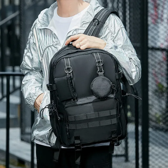 【MoonDy】雙11 包包 男生包包 後背包 雙肩包 機能包 工裝包 電腦後背包 黑色包包 中性包包 休 