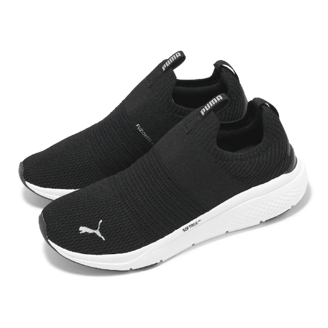 PUMA 慢跑鞋 Softride Pro Echo Slip-On Wn 女鞋 黑 白 針織 無鞋帶 運動鞋(309982-04)