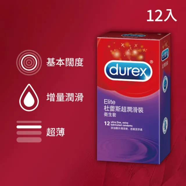 【Durex 杜蕾斯】超潤滑裝保險套1盒(12入 保險套/保險套推薦/衛生套/安全套/避孕套/避孕)