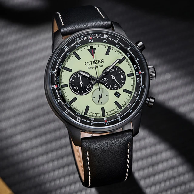 CITIZEN 星辰 Chronograph系列 型男必備 光動能三眼計時腕錶 禮物推薦 送禮首選(CA4505-21X)