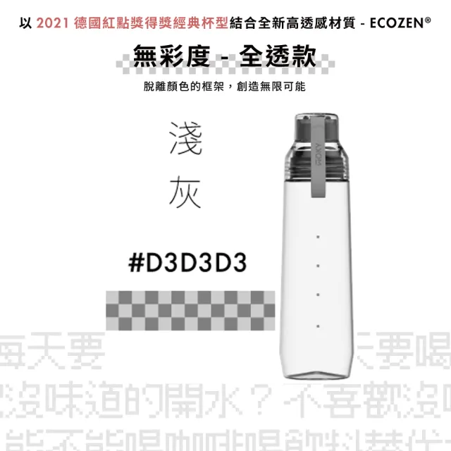 【WOKY 沃廚】Ecozen透明水瓶800ml-附彈跳吸管(運動水壺/冷泡瓶/外帶飲料杯)