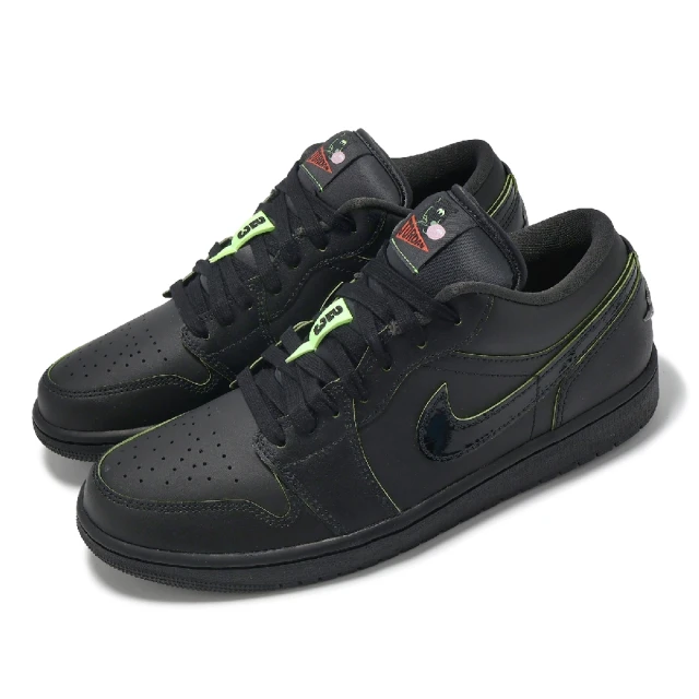 NIKE 耐吉NIKE 耐吉 休閒鞋 Air Jordan 1 Low SE 男鞋 黑綠 Black Cat Mascot AJ1(HM3690-001)