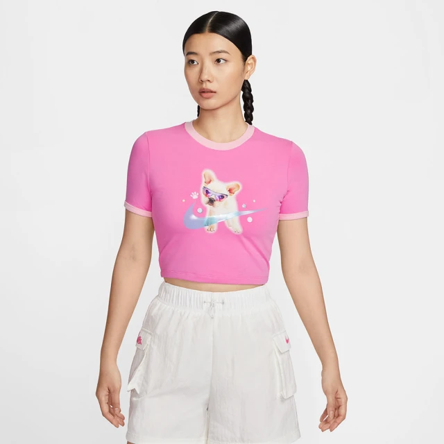 NIKE 耐吉 短袖上衣 女款 運動 短版 AS W NSW TEE SLIM CRP GCEL 粉 HM4621-675(3S3926)