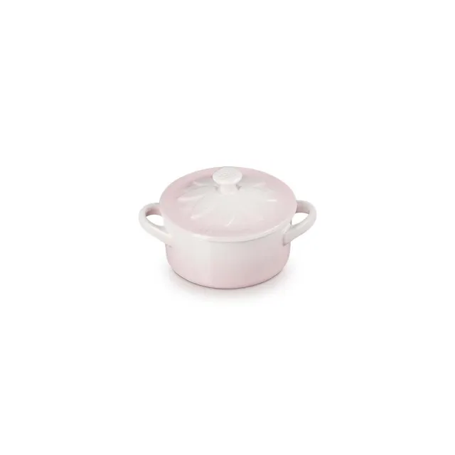 【Le Creuset】瓷器向日葵迷你圓烤盅10cm(藍鈴紫/貝殼粉 2色選1)