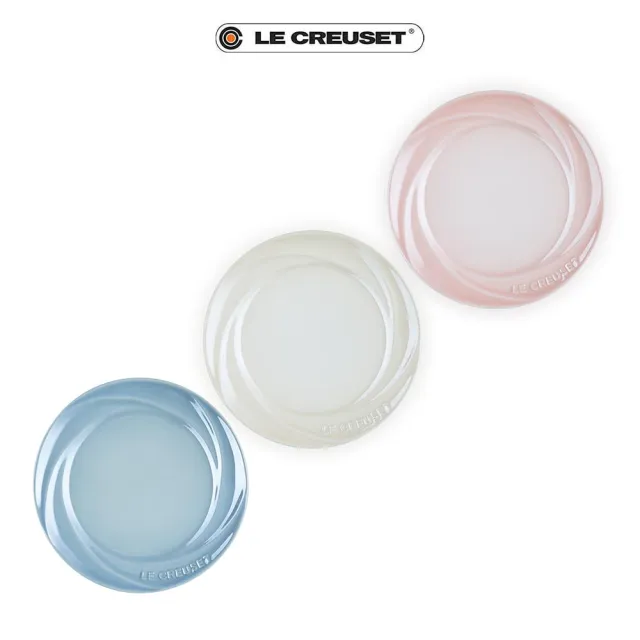 【Le Creuset】瓷器珠光薔薇點心盤18cm(珠光藍/珠光粉/珠光白 3色選1)