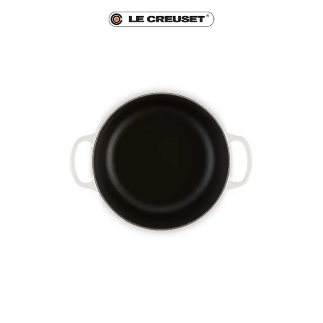 【Le Creuset】蕾絲花恬典藏琺瑯鑄鐵鍋圓鍋20cm(棉花白-銅頭-內鍋黑)