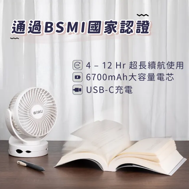 【WiWU】簡約風多功能USB夾式涼風扇 二代(嬰兒車風扇 BSMI認證 全新配色)