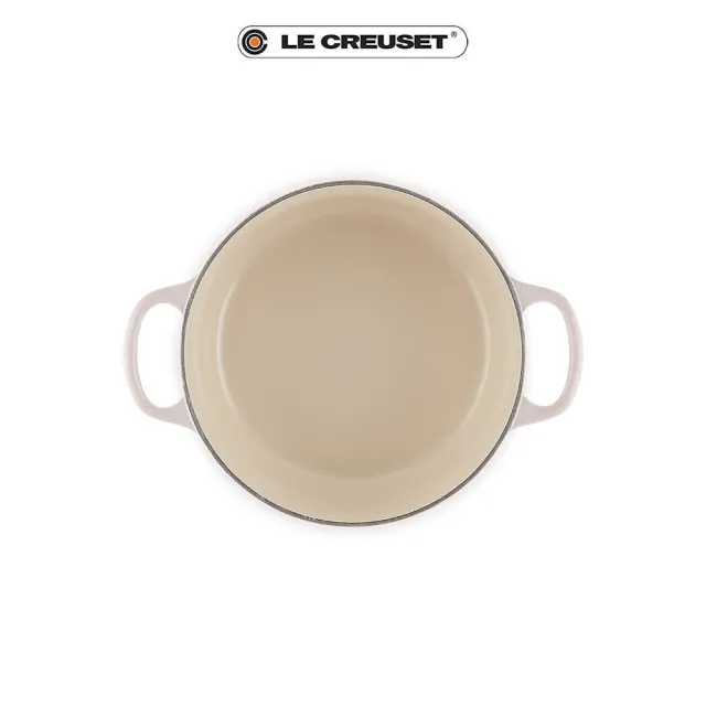 【Le Creuset】典藏琺瑯鑄鐵鍋圓鍋22cm(貝殼粉-淡金頭)