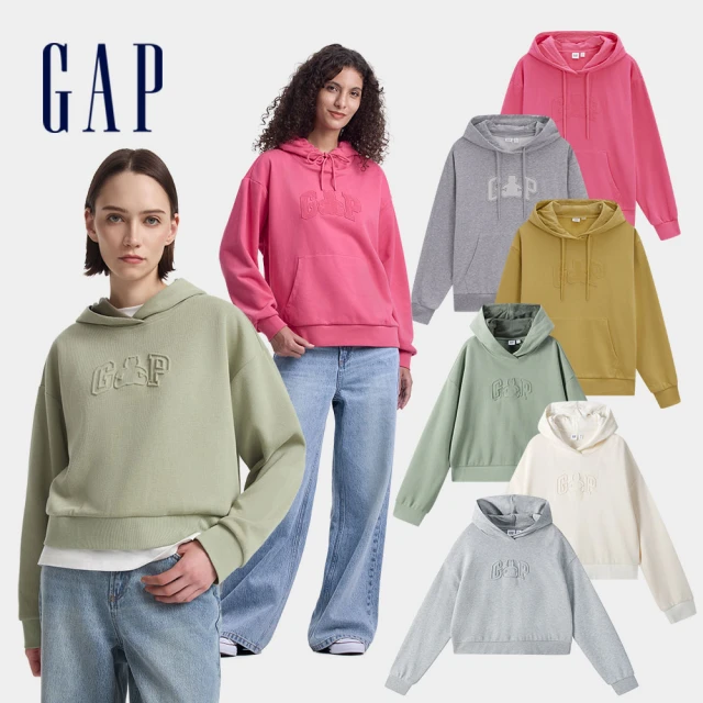 GAP 女裝 Logo小熊帽T 熊抱Logo系列-綠色(640312)