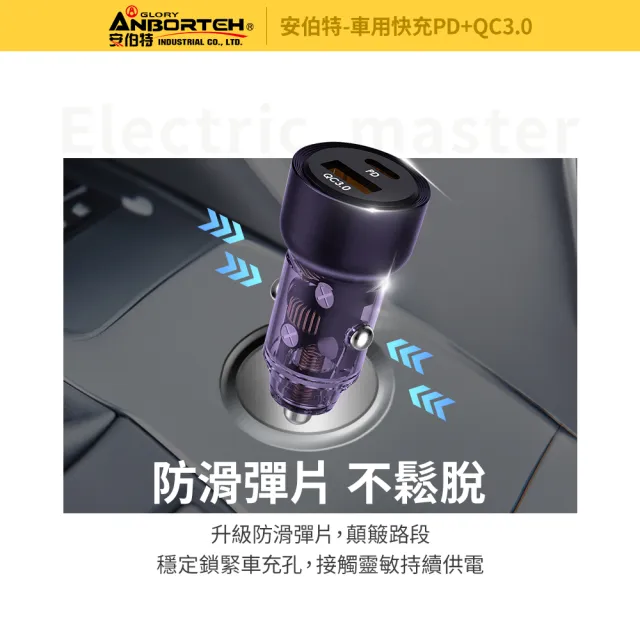 【ANBORTEH 安伯特】車用快充PD+QC3.0 國家認證 一年保固(車充 PD快充 車用充電器)