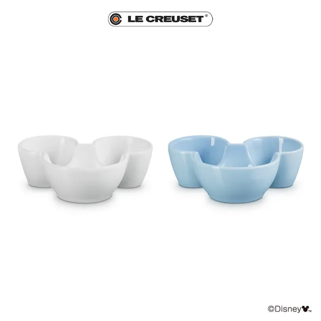 【Le Creuset】迪士尼米奇系列 瓷器迷你醬料碟2入組170ml(棉花白/海岸藍)