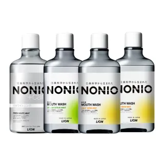 【LION 獅王】NONIO終結口氣漱口水600mlx4 入組(浸潤薄荷/晶燦亮白/澄橘薄荷)