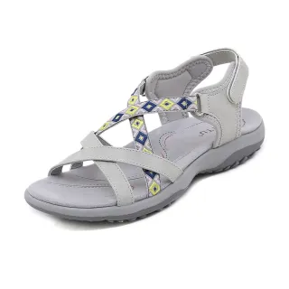 【MINE】交叉涼鞋 魔鬼粘涼鞋/民族風圖騰織帶交叉魔鬼粘休閒運動涼鞋(灰)