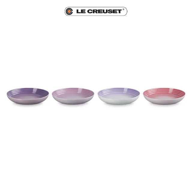 【Le Creuset】復古調色盤系列 瓷器義麵盤組 22cm - 4入(藍鈴紫/卡特蘭/淡粉紫/綻放粉)