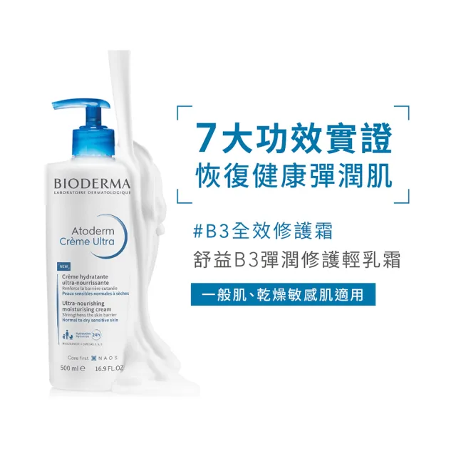 【BIODERMA 貝膚黛瑪】身體乳 舒益B3彈潤修護輕乳霜500ml