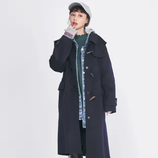 【betty’s 貝蒂思】毛呢牛角釦長版大衣(深藍)