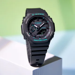 【CASIO 卡西歐】G-SHOCK WOMEN 八角防護構造雙顯錶 情人節 禮物(GMA-S2100GA-1A/速)