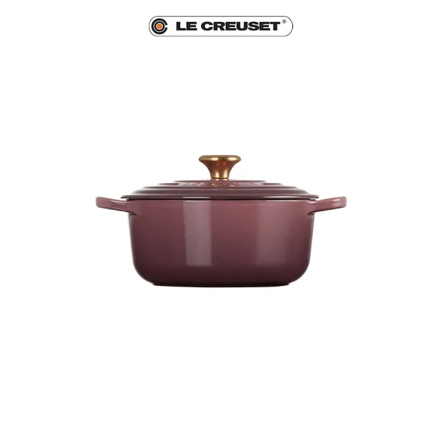 【Le Creuset】典藏琺瑯鑄鐵鍋圓鍋 20 cm(無花果-金頭)