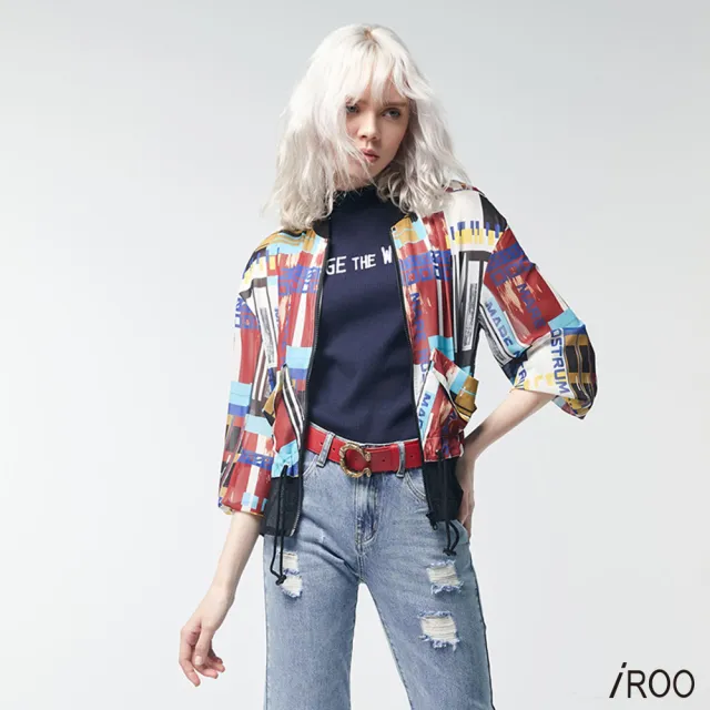 【iROO】印花抽繩外套