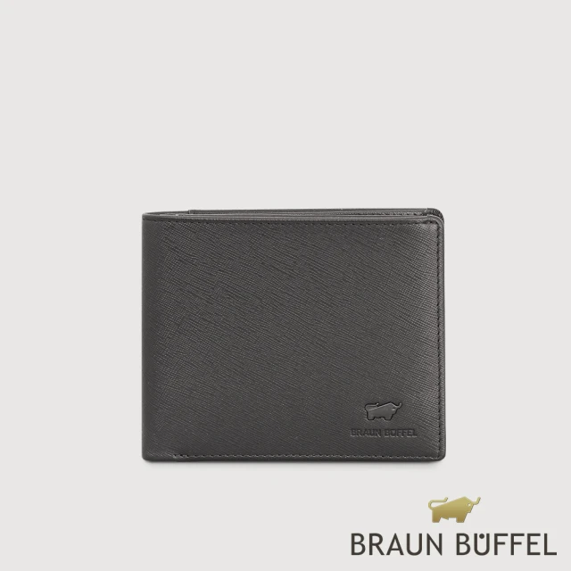 BRAUN BUFFEL 德國小金牛 台灣總代理 艾康-A 6卡透明窗皮夾-黑色(BF554-316-BK)