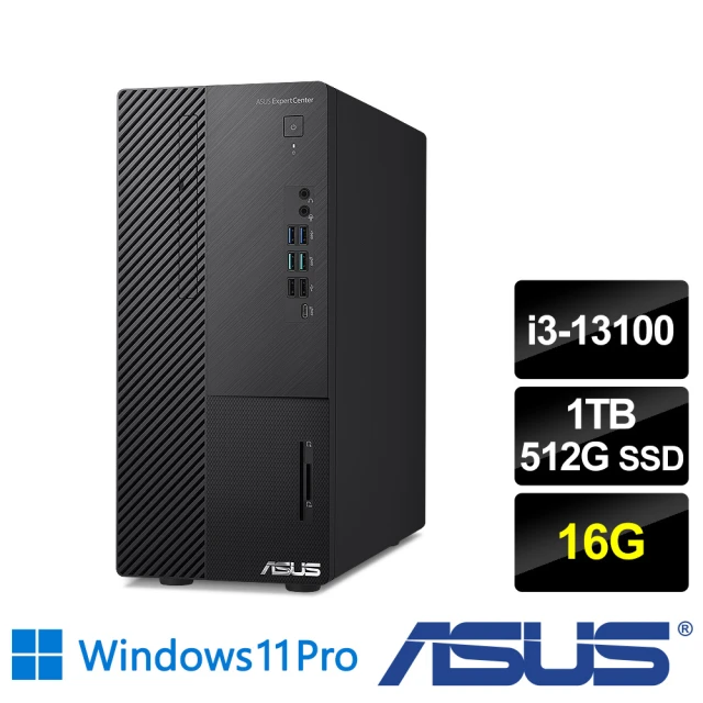 ASUS 華碩 i3四核商用電腦(M700ME/i3-13100/16G/1TB HDD+512G SSD/W11P)