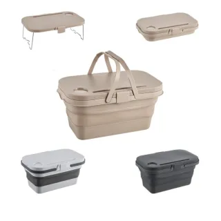 【b.a.l.f 琦晟】露營野餐折疊籃 收納箱(野餐籃  戶外野餐籃 摺疊收納籃 防水收納籃 小桌子)