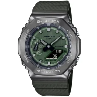 【CASIO 卡西歐】卡西歐G-SHOCK 農家橡樹電子膠帶錶-綠(GM-2100B-3A 台灣公司貨)